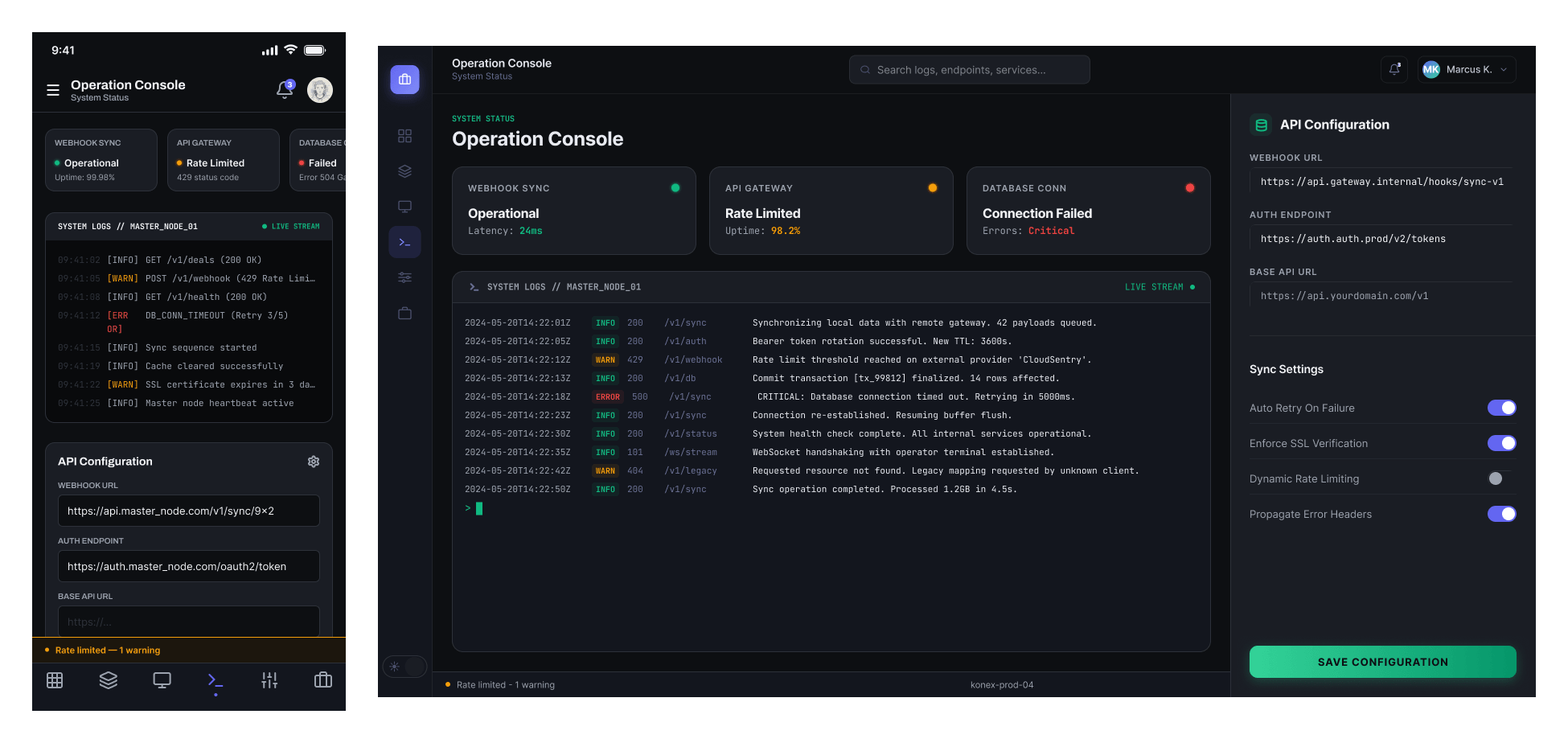 Customer account detail view